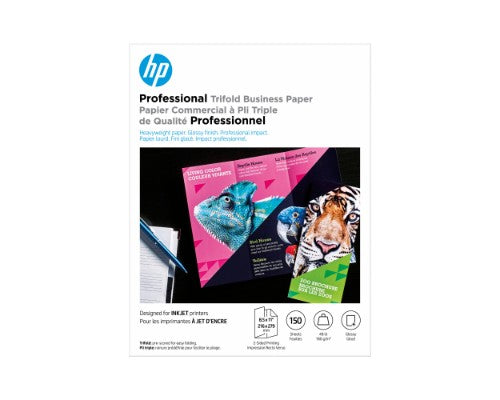 HP Professional Tri-Fold Business Paper Glossy 48 lb 8.5 x 11 in. (216 x 279 mm) 150 sheets