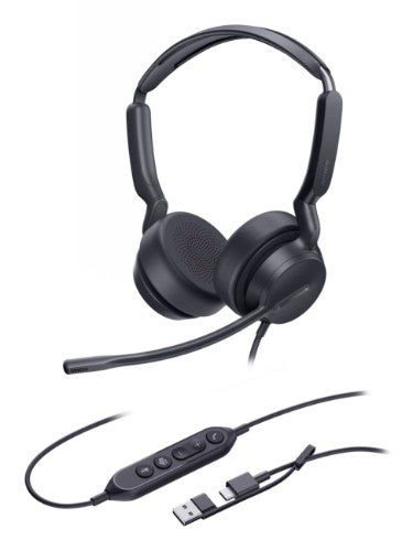Yealink UH42 Dual Teams USB-C/A Headset Wired Head-band Office/Call center USB Type-C / USB Type-A Black