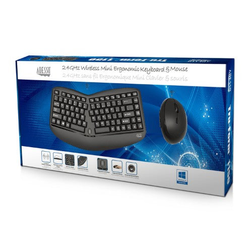 Adesso Tru-Form Media 1150 keyboard Mouse included Universal RF Wireless QWERTY English Black
