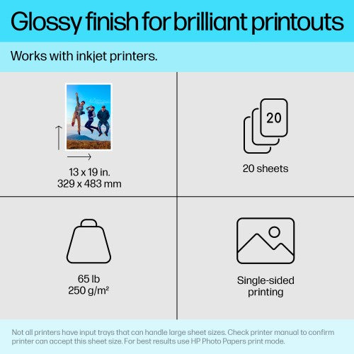 HP Advanced Photo Paper Glossy 65 lb 13 x 19 in. (329 x 483 mm) 20 sheets