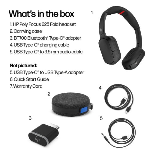 HP Poly Focus 625 Headset + Wireless Charge Stand
