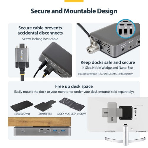 StarTech.com 196N-USBC-DOCK laptop dock/port replicator Wired USB 3.2 Gen 2 (3.1 Gen 2) Type-C Gray
