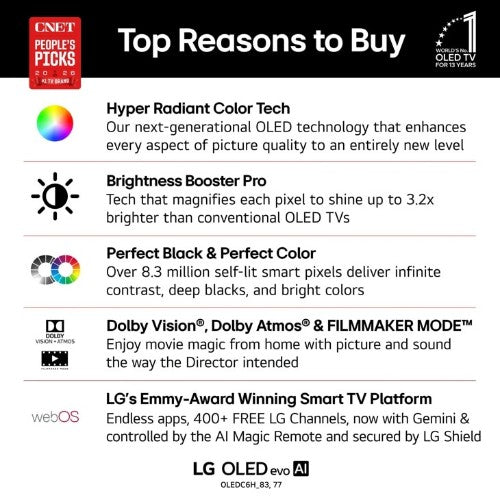 LG OLED77C6HUP TV 77" 4K Ultra HD Smart TV Wi-Fi Black
