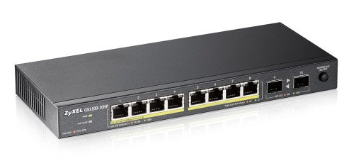 Zyxel GS1100-10HP network switch Unmanaged Gigabit Ethernet (10/100/1000) Power over Ethernet (PoE) 1U Black