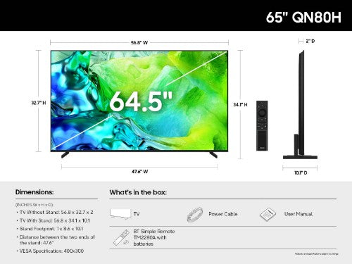 Samsung QN65QN80HAFXZA TV 65" 4K Ultra HD Smart TV Wi-Fi Black