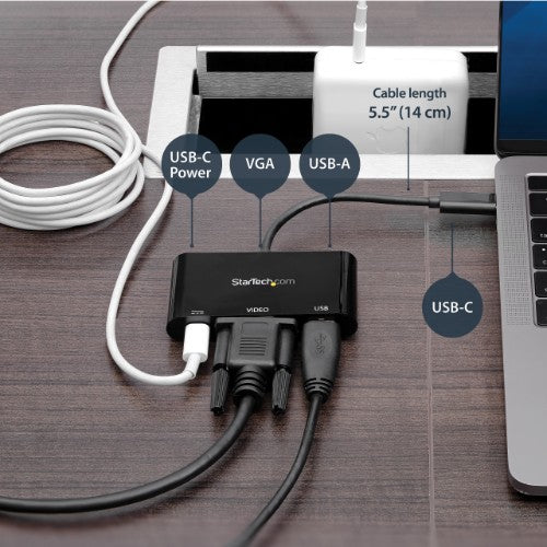 StarTech.com CDP2VGAUACP laptop dock/port replicator Wired USB 3.2 Gen 1 (3.1 Gen 1) Type-C Black