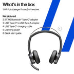 HP Poly Voyager Focus 2 Microsoft Teams Certified USB-C-C Headset +USB-C/A Adapter TAA