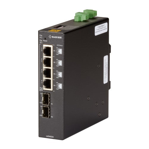Black Box LIE402A network switch Unmanaged L2 Gigabit Ethernet (10/100/1000) Power over Ethernet (PoE) DIN rail