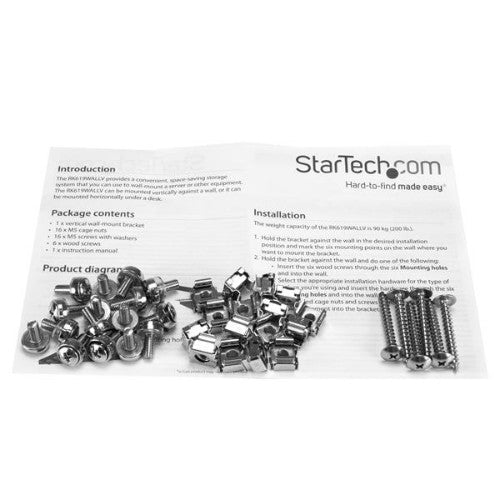 StarTech.com RK619WALLV rack cabinet 6U Wall mounted rack Black
