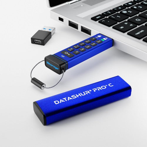 iStorage datAshur PRO+C USB flash drive 512 GB USB Type-C 3.2 Gen 1 (3.1 Gen 1) Blue