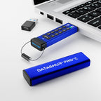 iStorage datAshur PRO+C USB flash drive 512 GB USB Type-C 3.2 Gen 1 (3.1 Gen 1) Blue