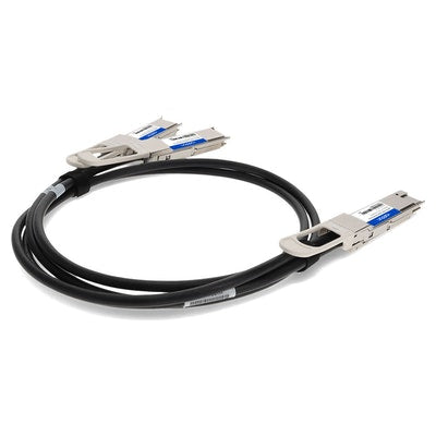 AddOn Networks QSFPDD-200G-2QSFP28-PDAC1M-AO InfiniBand/fibre optic cable 39.4" (1 m) 4xQSFP28 QSFP-DD Black, Silver