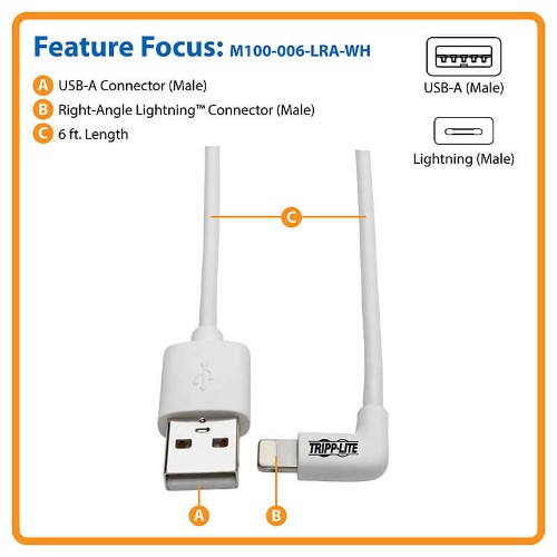 Tripp Lite M100-006-LRA-WH lightning cable 70.9" (1.8 m) White