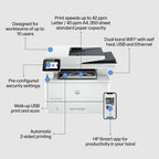 HP LaserJet Pro 4101fdw Wireless Multifunction Black and white Printer, Copier, Scanner; Duplex