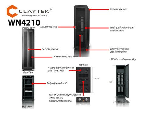 iStarUSA WN4210 rack cabinet 42U Freestanding rack Black