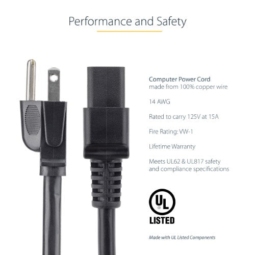 StarTech.com PXT515C19143 power cable Black 35.4" (0.9 m) NEMA 5-15P C19 coupler