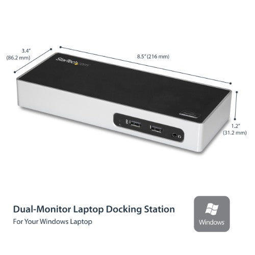 StarTech.com DK30ADD laptop dock/port replicator Wired USB 3.2 Gen 1 (3.1 Gen 1) Type-B Black, Silver