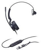 Yealink UH44 Mono USB-C/A Headset Wired Head-band Office/Call center USB Type-C / USB Type-A Black