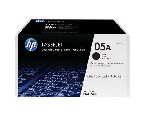 CE505D (05A) Toner black, 2.3K pages, Pack qty 2