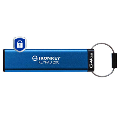 Kingston Technology IronKey 64GB Keypad 200, FIPS 140-3 Lvl 3 AES-256 Hardware Encrypted