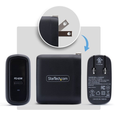 StarTech.com 1065NB-WALL-CHARGER mobile device charger Universal Black AC Fast charging Indoor