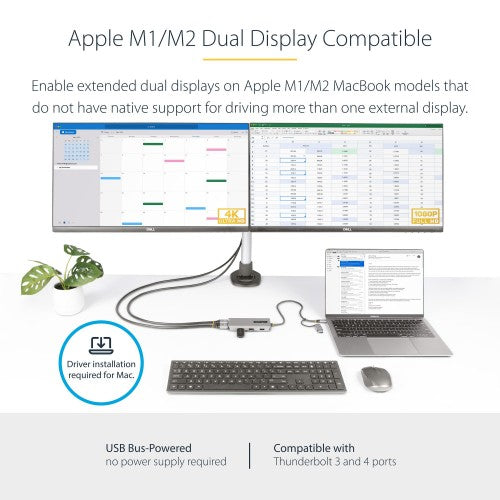 StarTech.com 167B-USBC-MULTIPORT laptop dock/port replicator Wired USB 3.2 Gen 1 (3.1 Gen 1) Type-C Silver