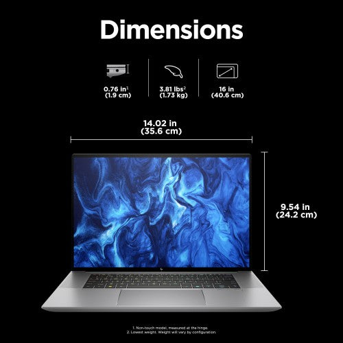HP ZBook Studio G11 Intel Core Ultra 7 155H Mobile workstation 16" Touchscreen WQUXGA 32 GB DDR5-SDRAM 1 TB SSD NVIDIA RTX 2000 Ada Windows 11 Pro Silver