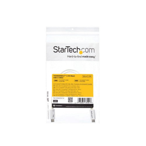 StarTech.com TBLT34MM50CW Thunderbolt cable 19.7" (0.5 m) 40 Gbit/s White