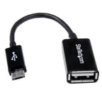 StarTech.com UUSBOTG USB cable USB 2.0 5" (0.127 m) Micro-USB B USB A 0.48 Gbit/s Black