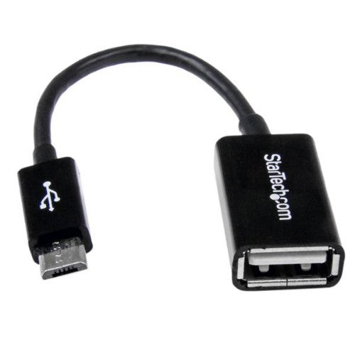 StarTech.com UUSBOTG USB cable USB 2.0 5" (0.127 m) Micro-USB B USB A 0.48 Gbit/s Black