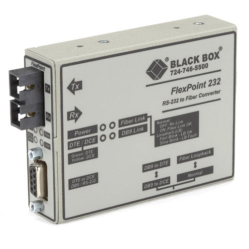 Black Box Flexpoint Async RS232 network media converter 0.1152 Mbit/s 1310 nm Gray