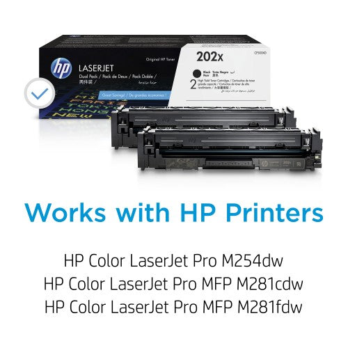 HP 202X 2-pack High Yield Black Original LaserJet Toner Cartridges