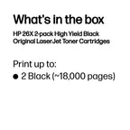 CF226XD (26X) Toner black, 9K pages, Pack qty 2
