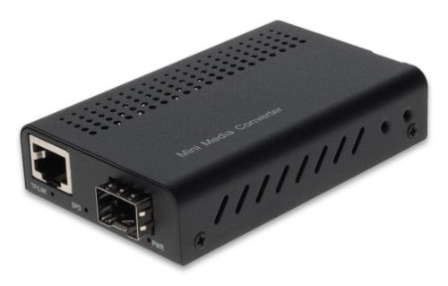 AddOn Networks 10/100/1000Base-TX(RJ-45) to Open SFP Port Mini Media Converter w/US power supply network media converter 1000 Mbit/s Multi-mode, Single-mode Black