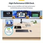 StarTech.com 150N-USB4DOCK-TRIPLE laptop dock/port replicator Wired USB4 Gray