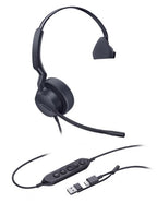 Yealink UH44 Mono USB-C/A Headset Wired Head-band Office/Call center USB Type-C / USB Type-A Black