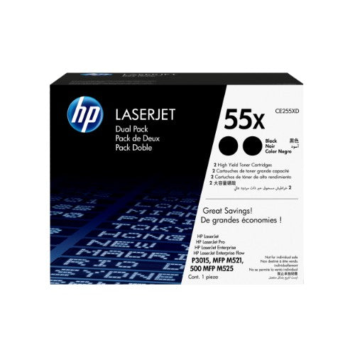 CE255XD (55X) Toner black, 12.5K pages, Pack qty 2
