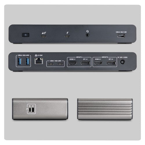 StarTech.com 206N-TB5USB4DOCK laptop dock/port replicator Wired Thunderbolt 5 Black, Gray