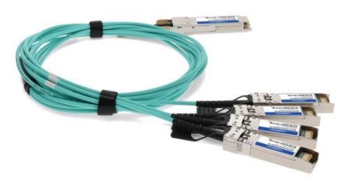 AddOn Networks QSFP28-4SFP28-AOC2M-AO InfiniBand/fibre optic cable 78.7" (2 m) 4x SFP28 AOC Aqua color, Stainless steel