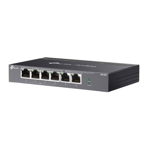 TP-Link Omada DS106P network switch Unmanaged Fast Ethernet (10/100) Power over Ethernet (PoE) Black