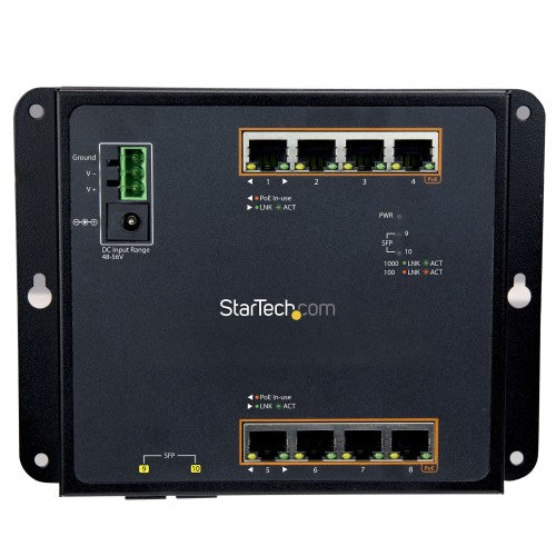 StarTech.com IES101GP2SFW network switch Managed L2 Gigabit Ethernet (10/100/1000) Power over Ethernet (PoE) Black