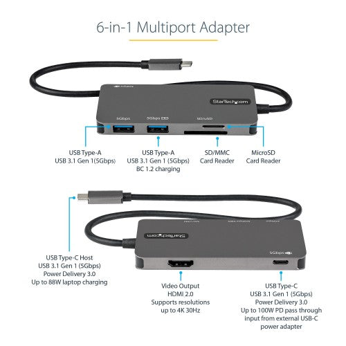 StarTech.com DKT30CHSDPD laptop dock/port replicator Wired Gray