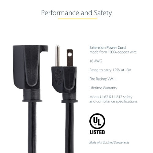 StarTech.com PAC1016 power cable Black 70.9" (1.8 m) NEMA 5-15P