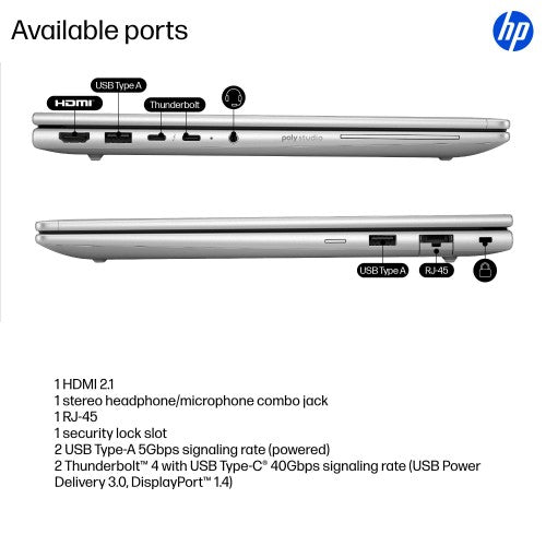 HP EliteBook 6 G1a Next Gen AI PC Wolf Pro Security Edition AMD Ryzen AI 7 PRO 350 Laptop 14" Touchscreen WUXGA 32 GB DDR5-SDRAM 1 TB SSD Wi-Fi 7 (802.11be) Windows 11 Pro Silver
