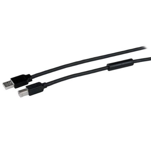 StarTech.com 15m USB 2.0, M/M USB cable 590.6" (15 m) USB A USB B 0.48 Gbit/s Aluminum, Black