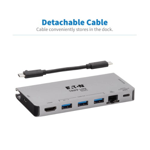 Tripp Lite U442-DOCK5D-GY laptop dock/port replicator Wired USB 3.2 Gen 1 (3.1 Gen 1) Type-C Gray