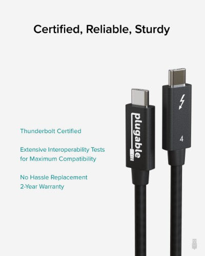 Plugable Technologies TBT4-40G2M Thunderbolt cable 78.7" (2 m) 40 Gbit/s Black
