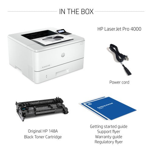 HP LaserJet Pro 4001dw Wireless Black and white Printer, Ethernet Only; Duplex