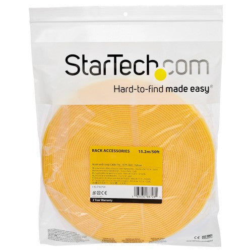 StarTech.com HKLP50YW cable tie Hook & loop cable tie Nylon Yellow 1 pc(s)