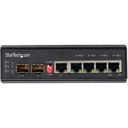 StarTech.com IES1G52UP12V network switch Unmanaged Gigabit Ethernet (10/100/1000) Power over Ethernet (PoE) Black